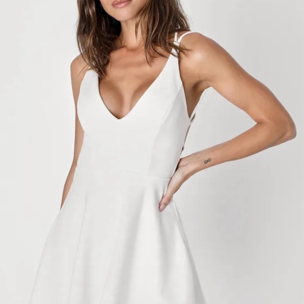 Lulu's Elegant White Backless Dress